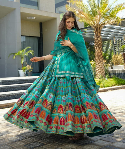 Green Pure Heavy Soft Silk Digital Printed Anarkali Gown