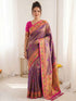 Violet Pure Soft Tissue Paithani Meenakari Pallu Peacock Border Soft Silk Saree