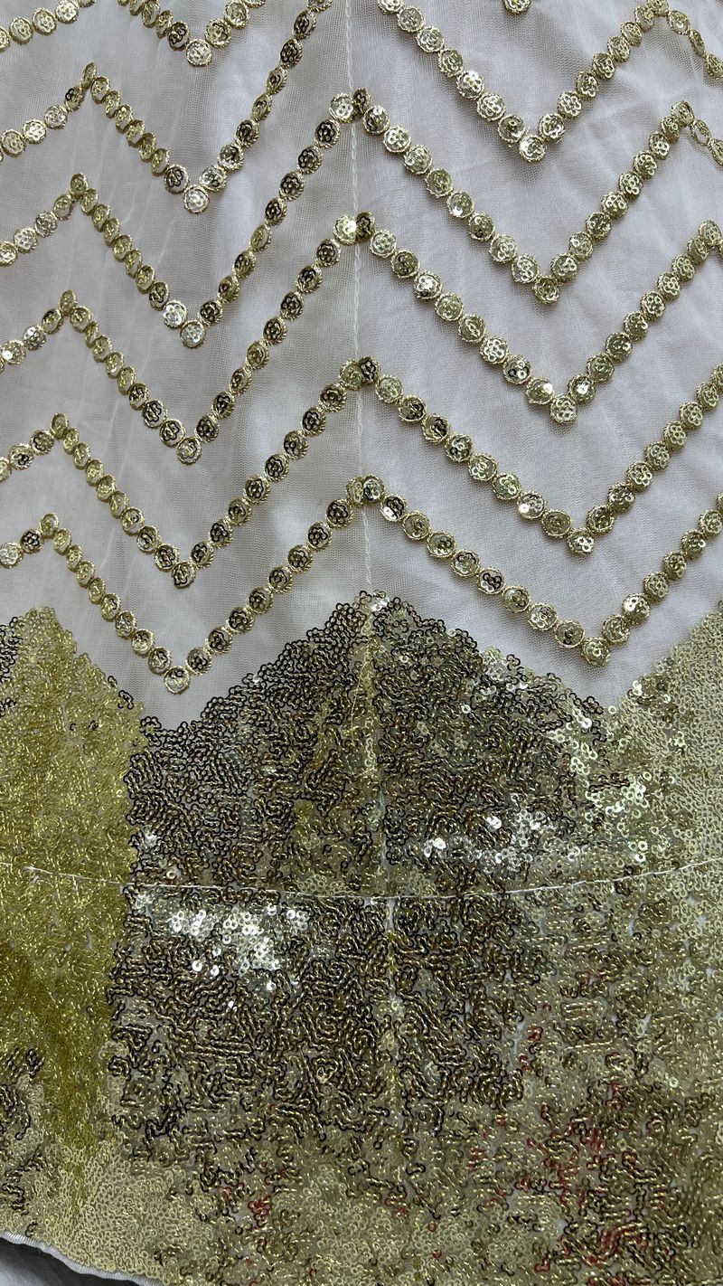 White Pure Soft Heavy Net Sequins Embroidery Work Bridal Lehenga ##color## Bridal Lehenga with premium fabric and embroidery