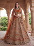 Orange Pure Soft Gadwal Silk Heavy Embroidery Work Bridal Lehenga 