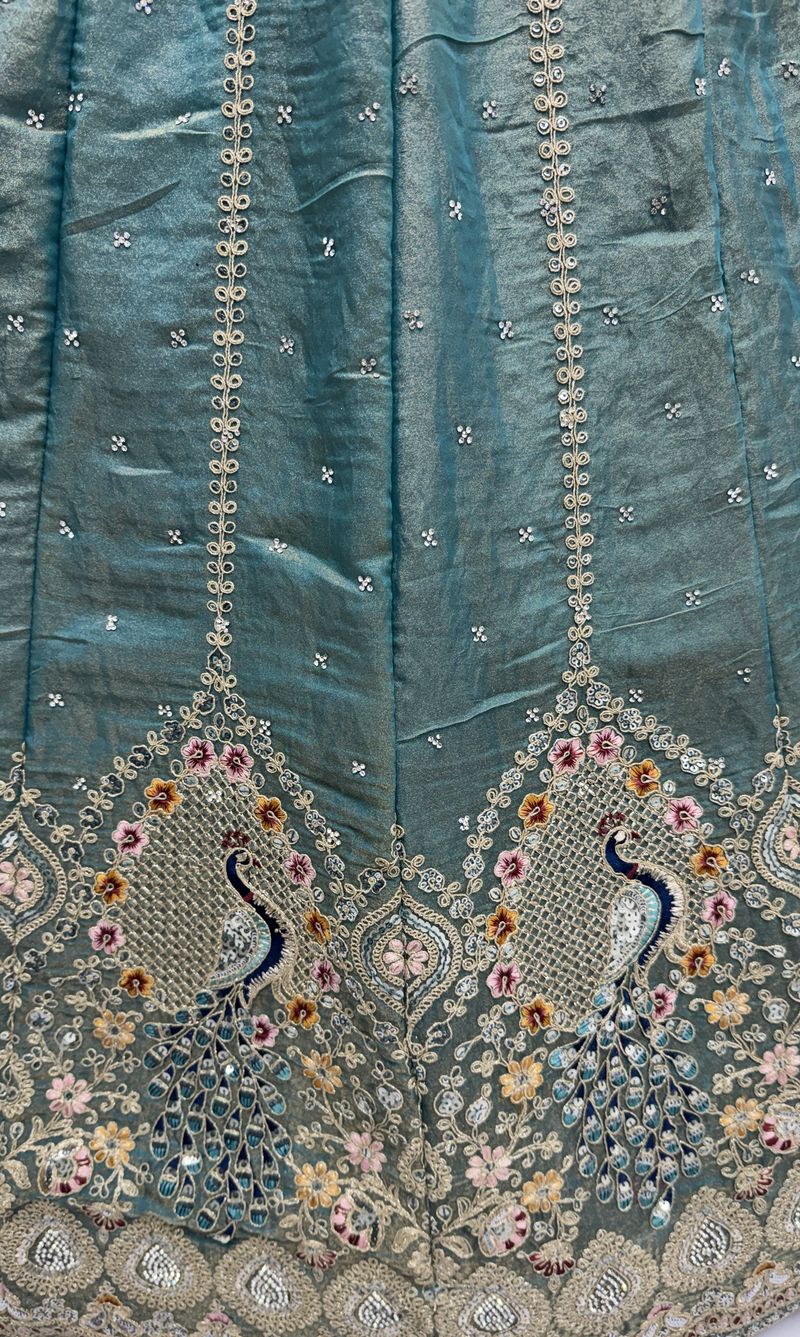 Grey Pure Soft Gadhwal Silk Heavy Embroidery Work Bridal Lehenga