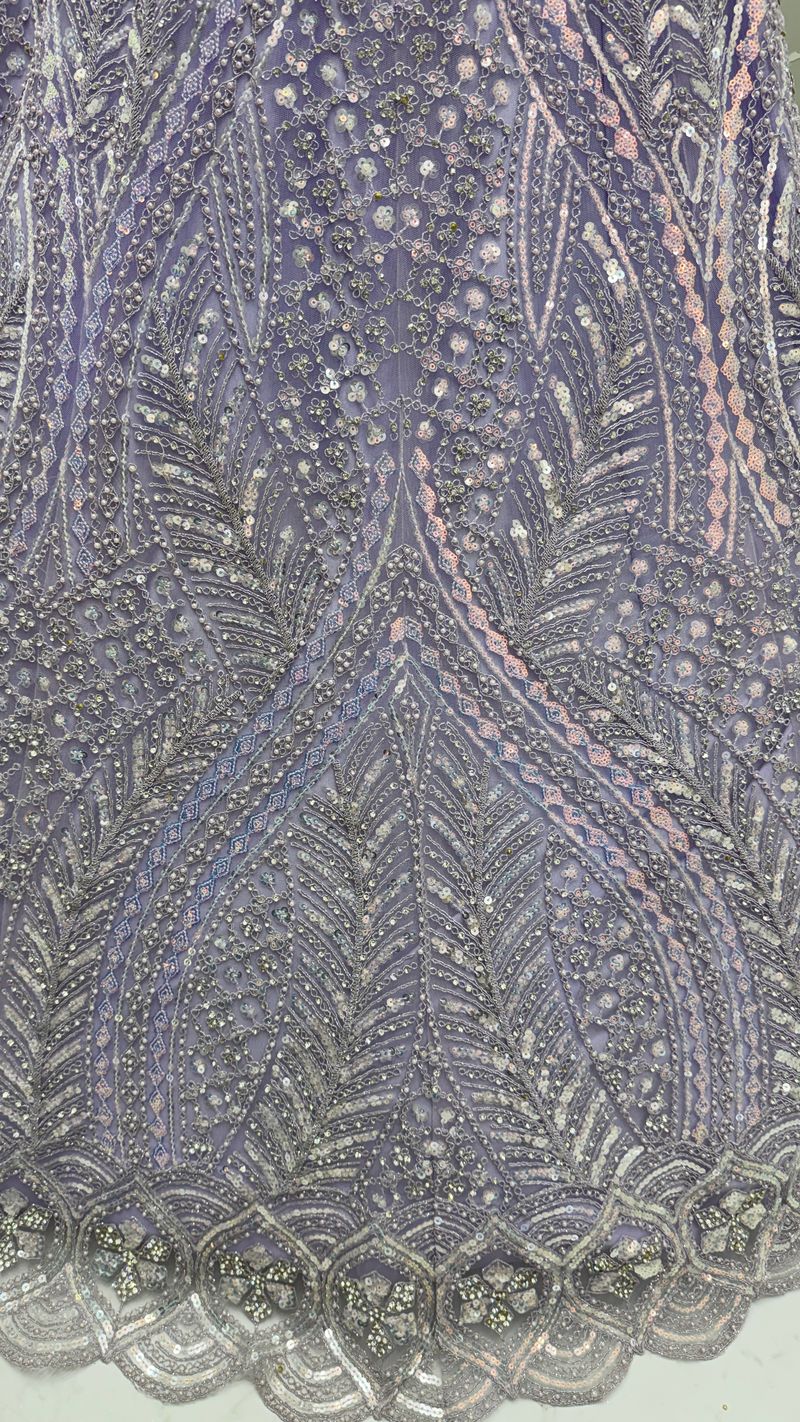 Lilac Pure Soft Heavy net Silk Heavy Embroidery Work Bridal Lehenga