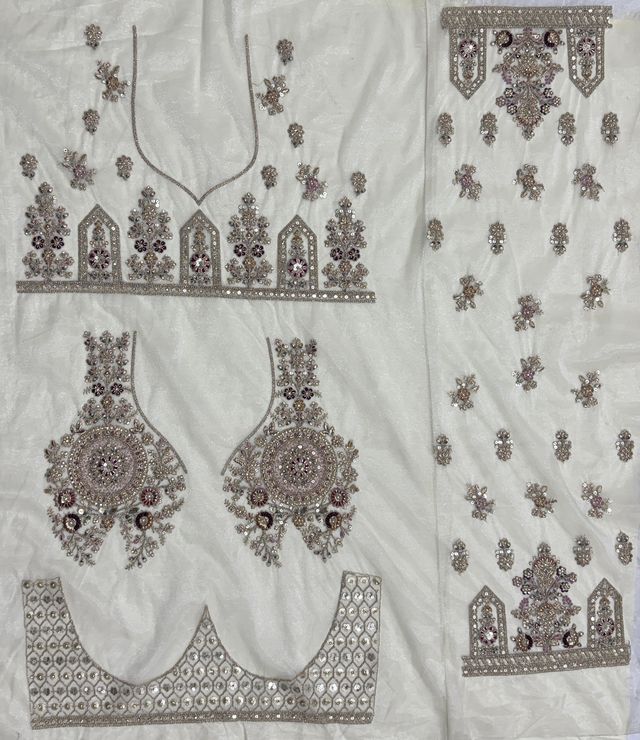 White Pure Soft Heavy Net Sequins Embroidery Work Bridal Lehenga 