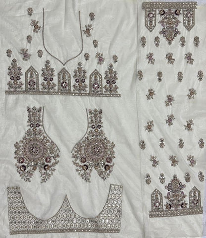 White Pure Soft Heavy Net Sequins Embroidery Work Bridal Lehenga 