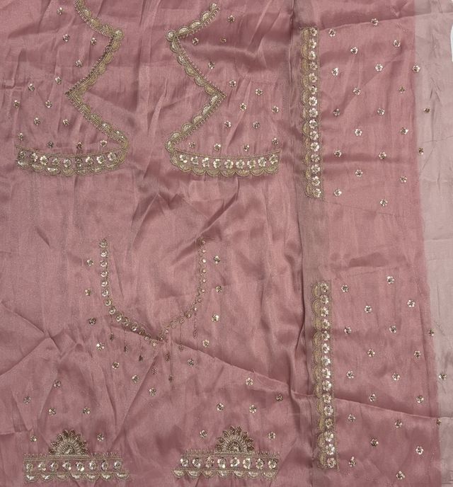 Multi Pure Soft Satin Silk Heavy Beads Motif Zari Embroidery Sequins Work Bridal Lehenga Choli