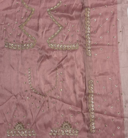 Multi Pure Soft Satin Silk Heavy Beads Motif Zari Embroidery Sequins Work Bridal Lehenga Choli