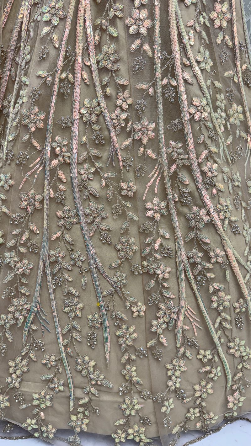 Golden Pure Soft Net Heavy Embroidery Work Bridal Lehenga