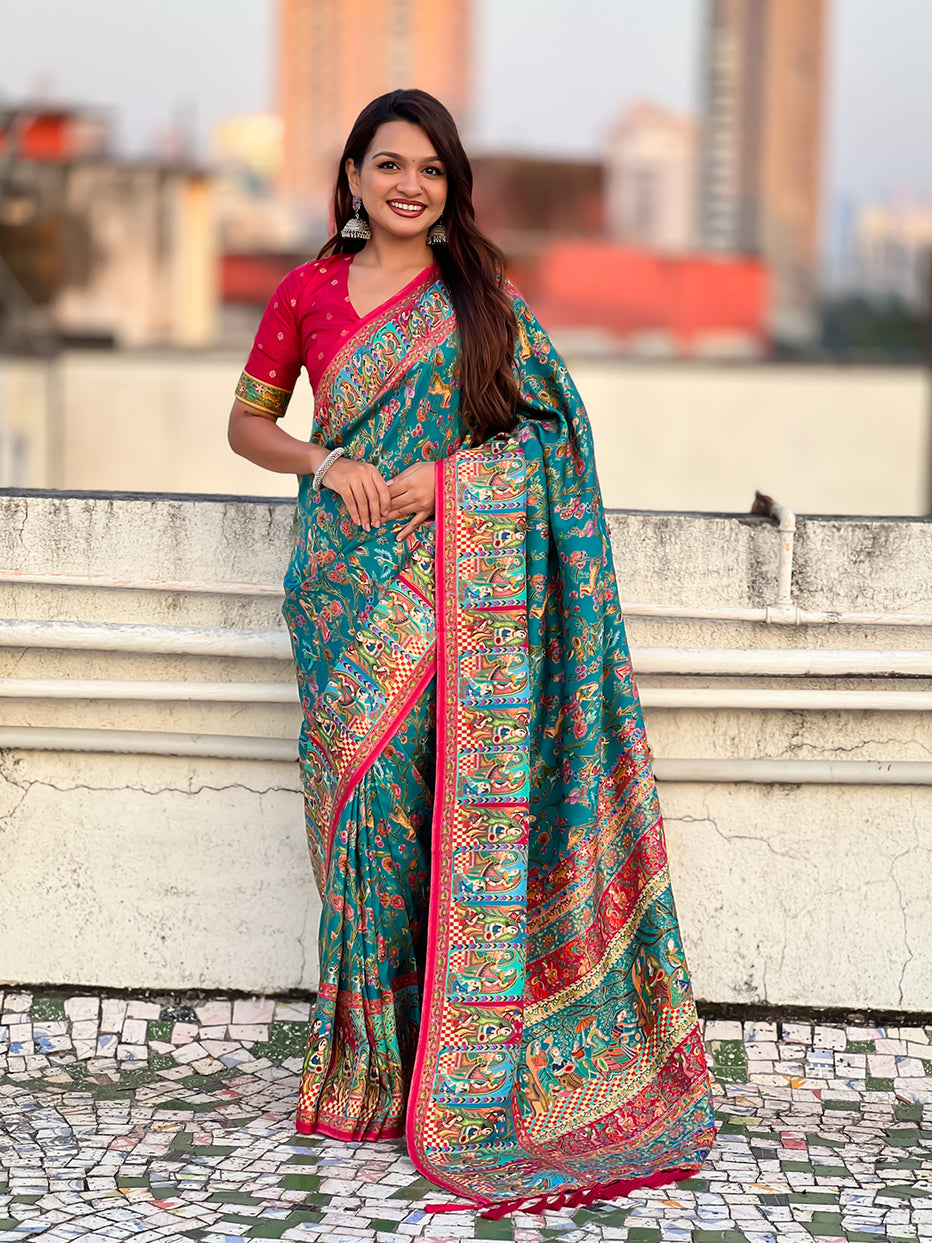 Rama Pure Viscose Silk Position Printed Traditional Saree Soft Silk Saree Anant Tex Exports Pvt.Ltd..