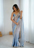 Sky Two Tone Satin Silk Sequins Embroidery Ready to Wear Saree 