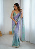 Purple Two Tone Satin Silk Sequins Embroidery Ready to Wear Saree 