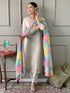White Simar Chanderi Kurti Set for Women