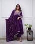 Royal Purple Vichitra Silk Anarkali Kurti Set with Silk Dupatta