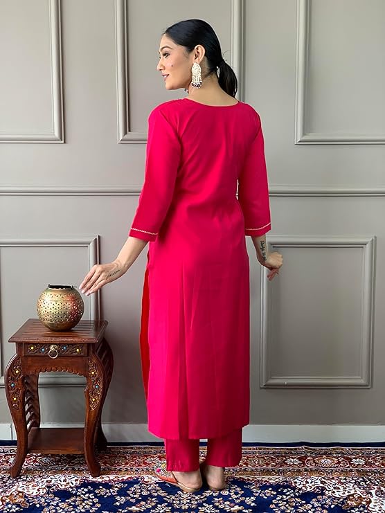 Pink Georgette Kurti Set with Viscose Jacquard Dupatta