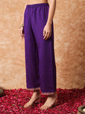 Royal Purple Vichitra Silk Kurti Set with Organza Dupatta
