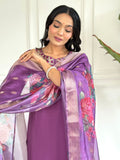 Wine Viscose Chanderi Kurti Set with Jacquard Dupatta