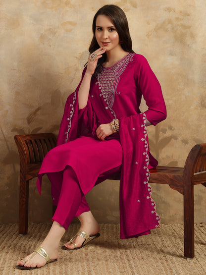 Blush Pink Chanderi Simar Kurti Set