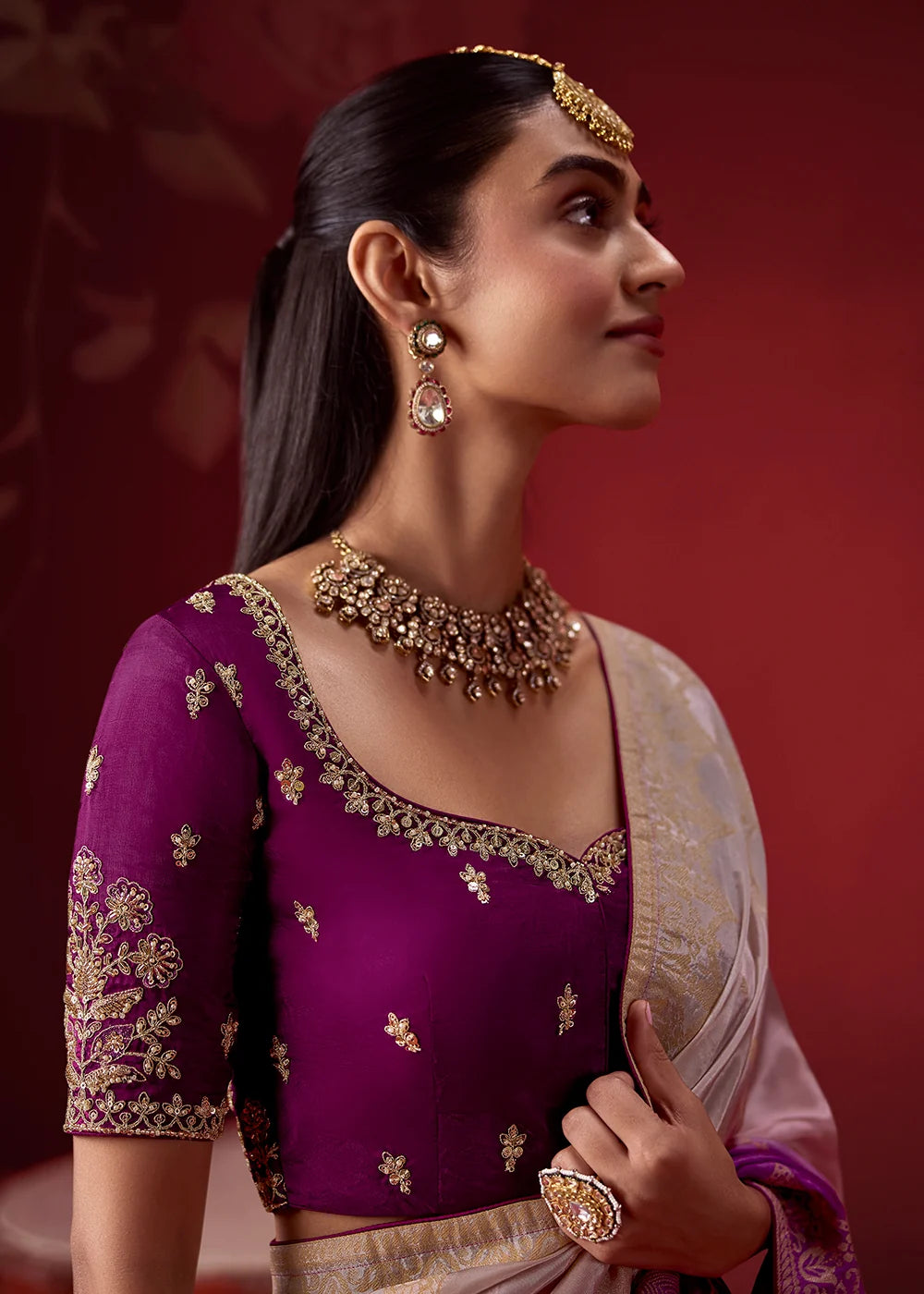 Purple &amp; Lavender Dola Crape Soft Silk Saree with Zari Weaving