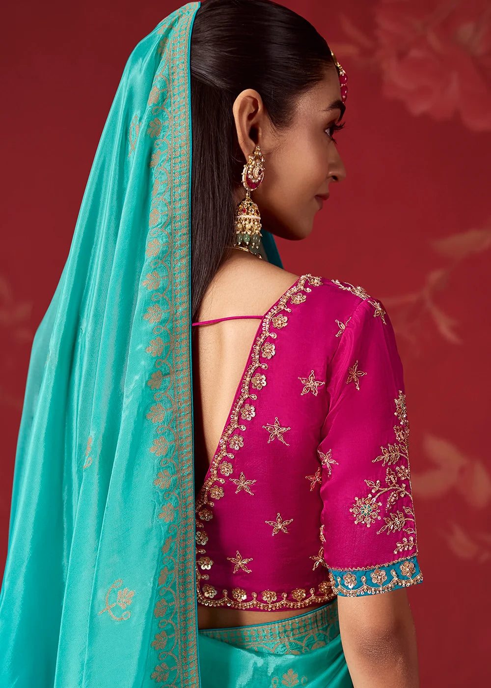 Turquoise Blue Dola Crape Soft Silk Saree with Zari Weaving