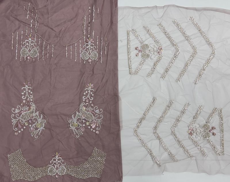 Lilac Pure Heavy Net Motif Handwork Zari Sequins Work Bridal Lehenga Choli