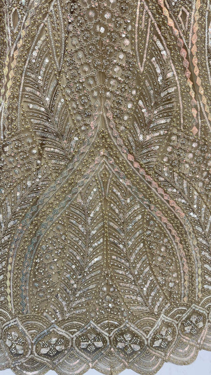 Golden Pure Soft Heavy net Silk Heavy Embroidery Work Bridal Lehenga