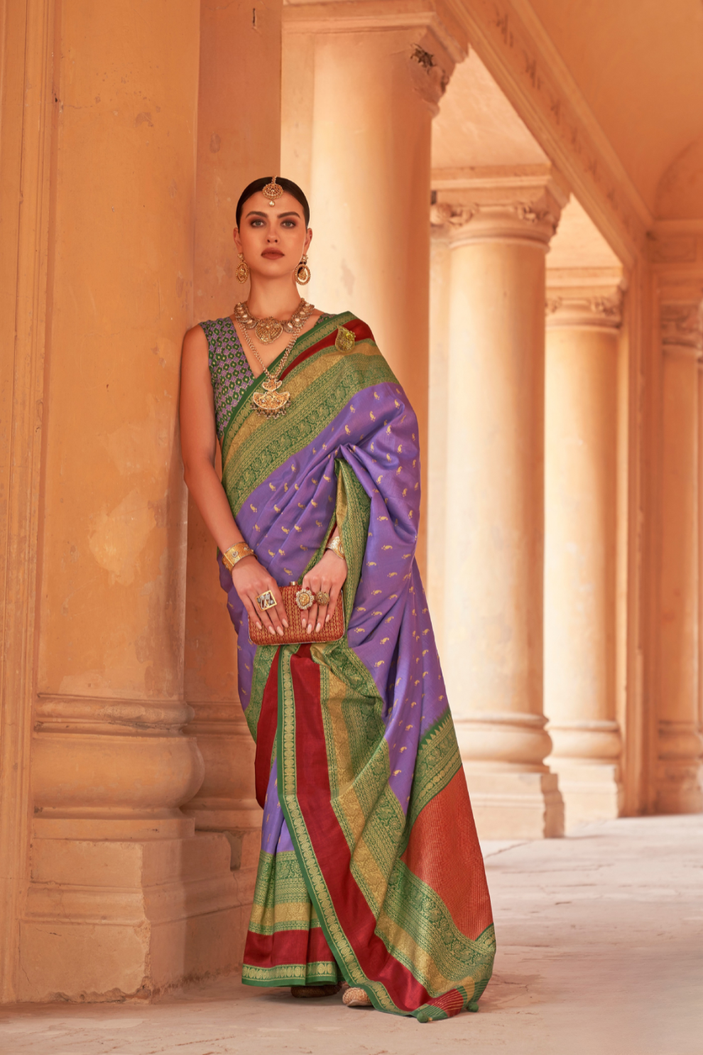 Lavender Patola Silk Traditional Woven Saree 