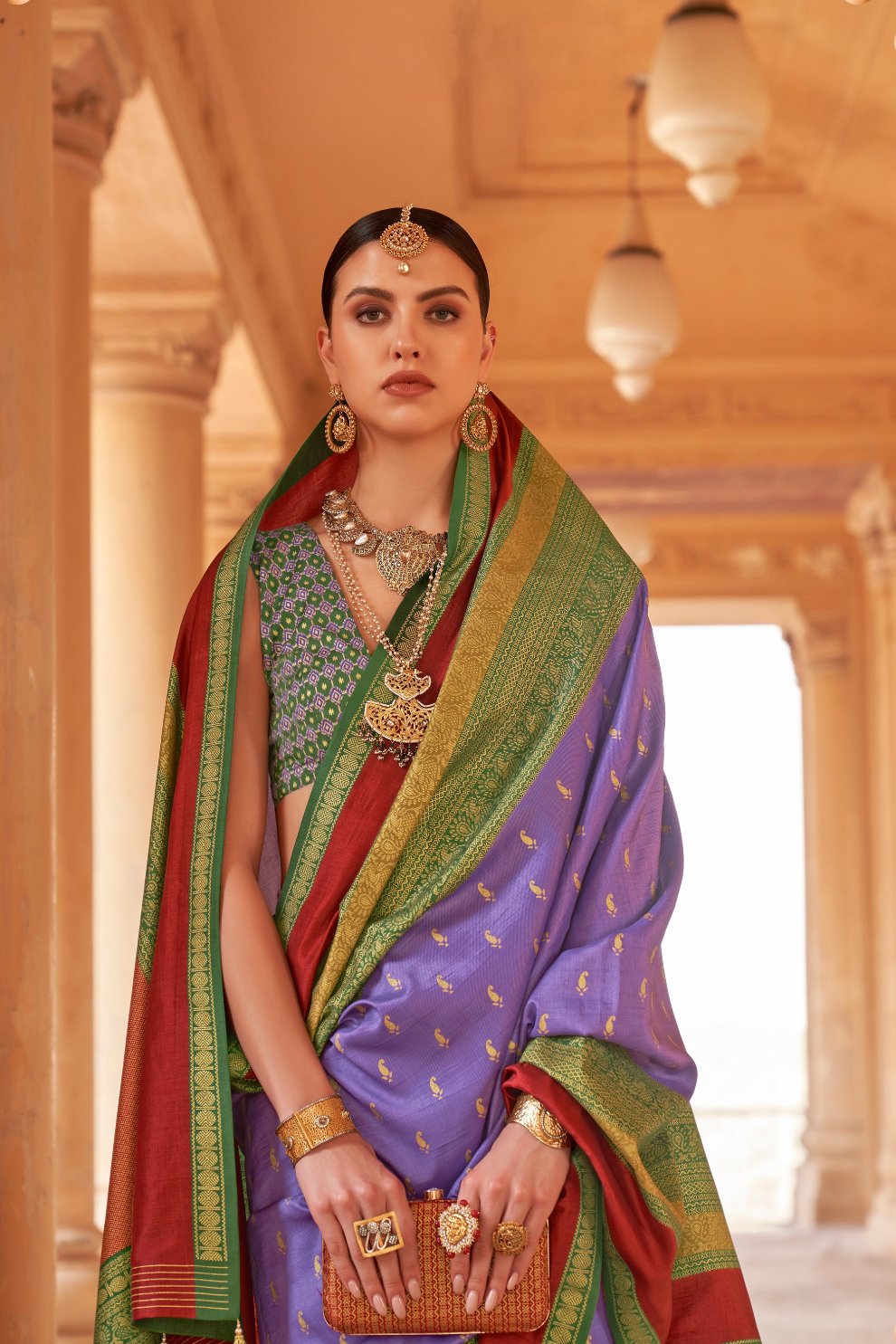 Lavender Patola Silk Traditional Woven Saree 
