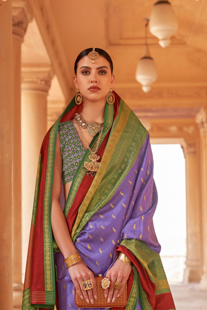 Lavender Patola Silk Traditional Woven Saree 