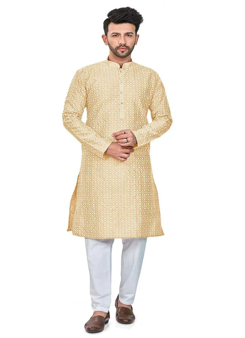 Light Yellow Colour RFSK 0013 Kurta Pajama - Anant Exports