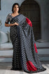 Black Pure Modal Satin Ajrakh Print Satin Saree Japan Satin Saree Anant Tex Exports Pvt.Ltd..