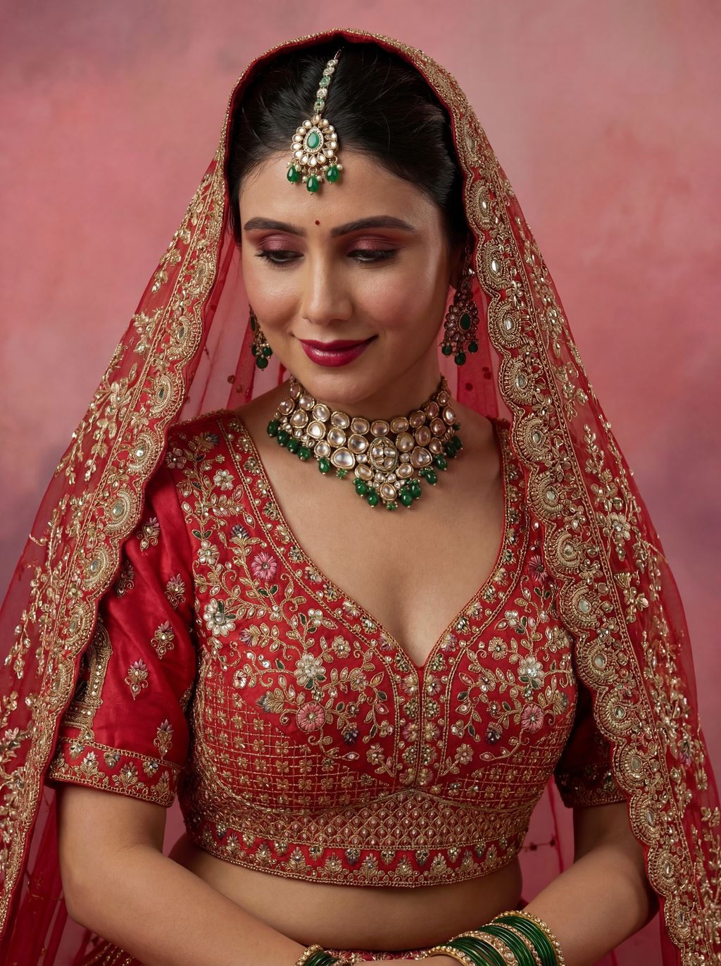 Red Pure Soft Gadwal Silk Heavy Embroidery Work Bridal Lehenga 