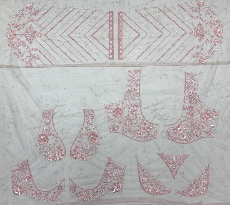Pink Pure Premium Net Handwork Kasti &amp; Motif Zari Metallic Sequins Work Wedding Saree
