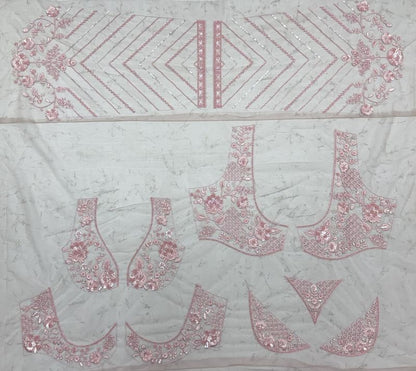 Pink Pure Premium Net Handwork Kasti &amp; Motif Zari Metallic Sequins Work Wedding Saree