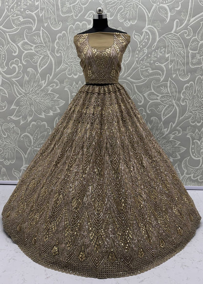 Golden Pure Soft Net Heavy Embroidery Work Bridal Lehenga Bridal Lehenga Anant Tex Exports Pvt.Ltd..