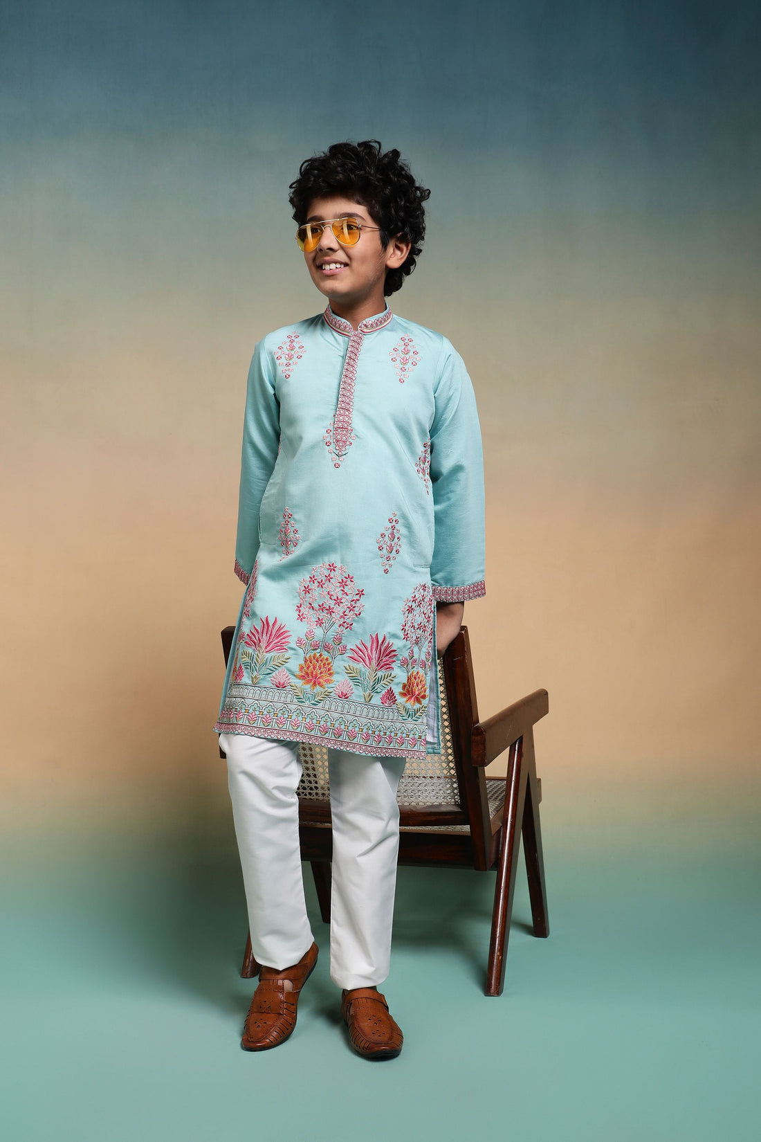 Sky Pure Viscose Silk Kids Boy Kurta Pajama 