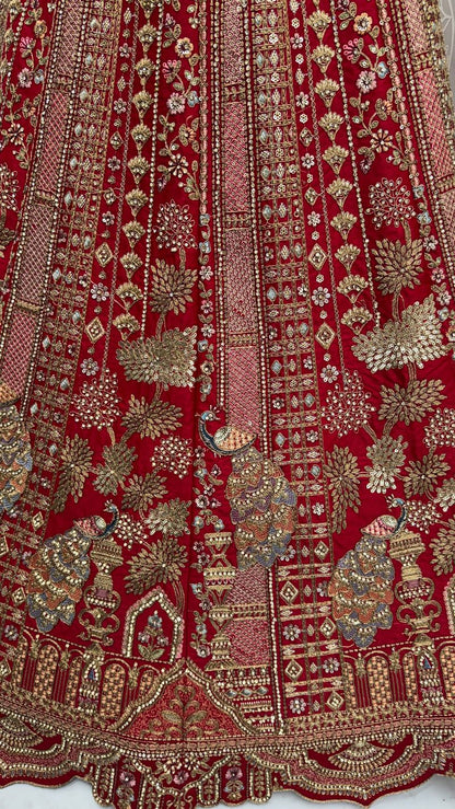 Pink Pure Soft Silk Heavy Embroidery Work Bridal Lehenga