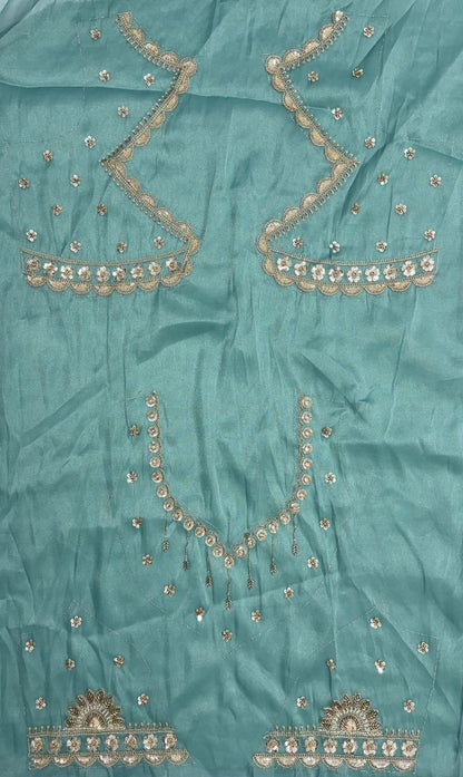 Multi Pure Soft Satin Silk Heavy Beads Motif Zari Embroidery Sequins Work Bridal Lehenga Choli