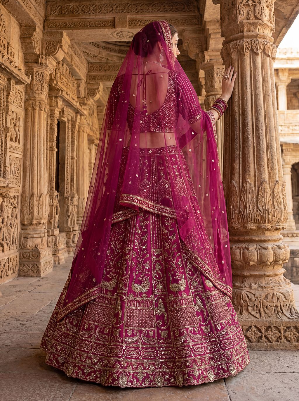 Pink Pure Soft Silk Heavy Embroidery Work Bridal Lehenga 