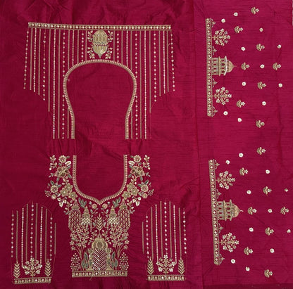 Rani Pink Pure Soft Gadwal Silk Heavy Embroidery Work Bridal Lehenga 