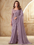 Lavender Pure Georgette Burberry Silk With Floral Sequins Saree 