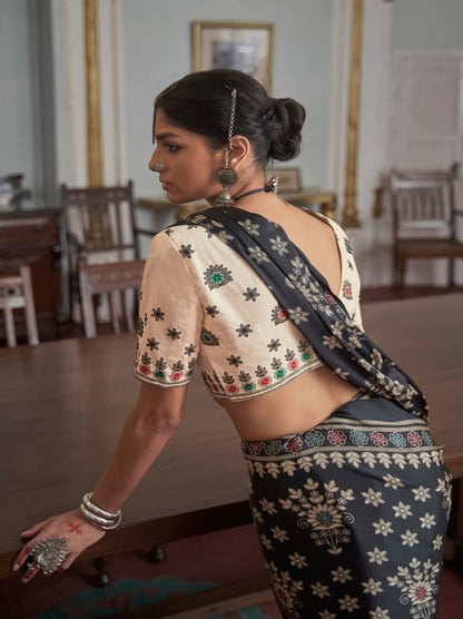 Gajji Silk with Ajrakh Print Saree