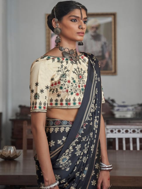 Gajji Silk with Ajrakh Print Saree