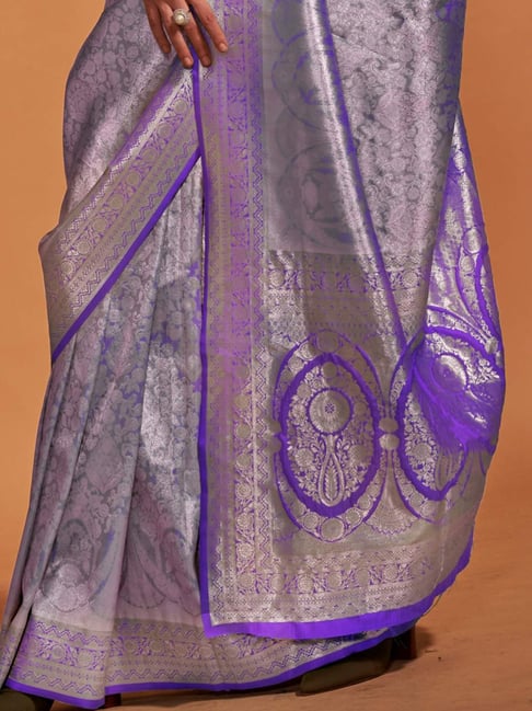 Purple Woven Kanjivaram Banarasi Silk Saree