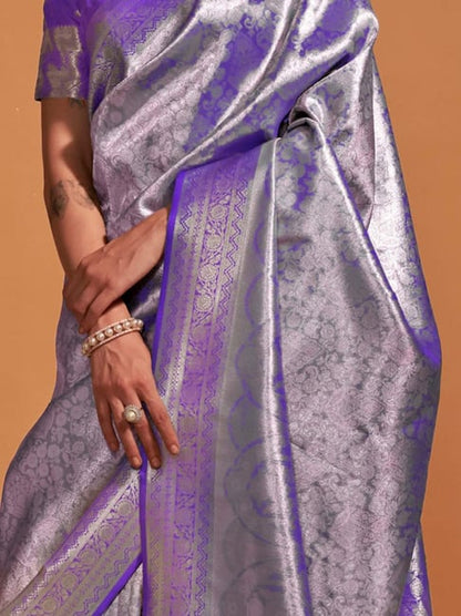 Purple Woven Kanjivaram Banarasi Silk Saree Kanjivaram Saree Anant Tex Exports Pvt.Ltd..