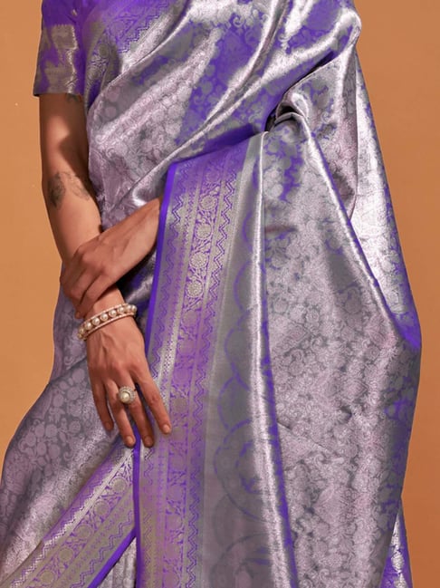 Purple Woven Kanjivaram Banarasi Silk Saree