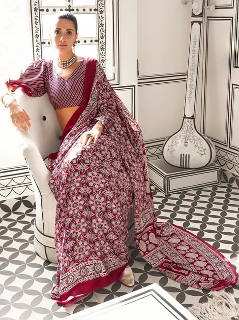 Ajrak Print Saree