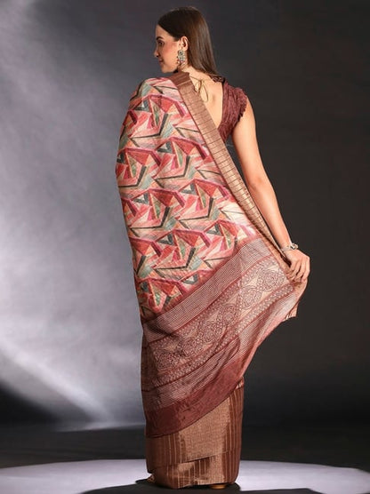 Brown Pure Handi Silk Handloom Saree Row Silk Saree Anant Tex Exports Pvt.Ltd..