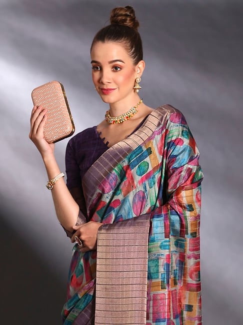 Purple Pure Handi Silk Handloom Saree Row Silk Saree Anant Tex Exports Pvt.Ltd..