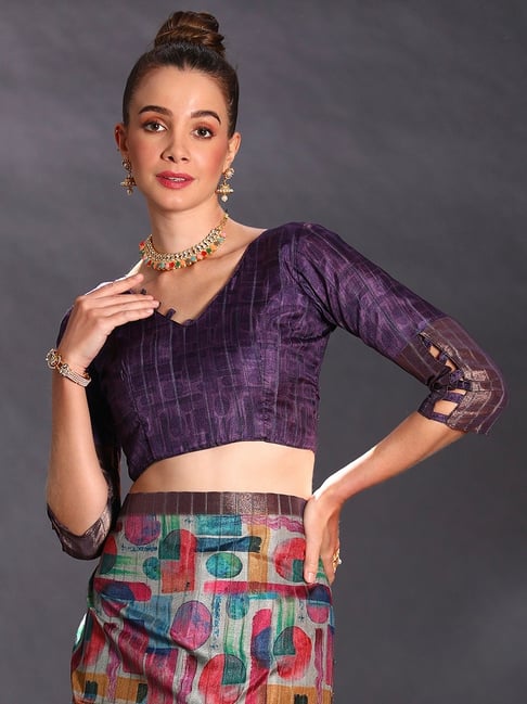 Purple Pure Handi Silk Handloom Saree