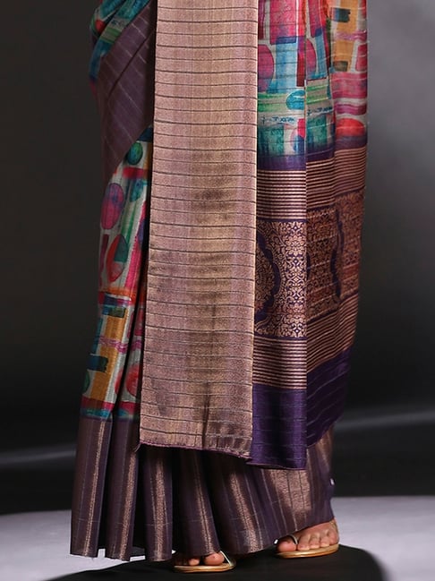 Purple Pure Handi Silk Handloom Saree Row Silk Saree Anant Tex Exports Pvt.Ltd..