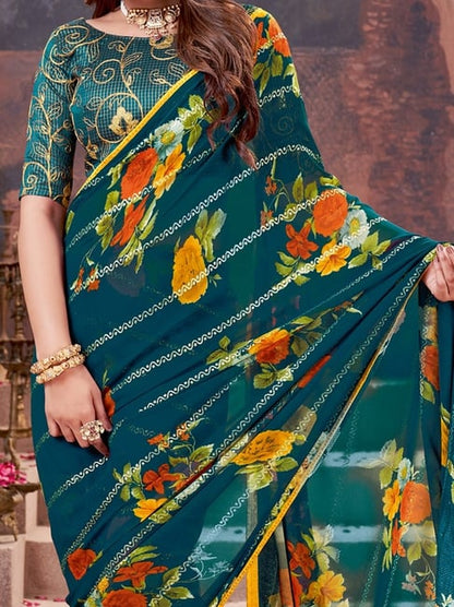 Green Pure Heavy Waighless Saree 